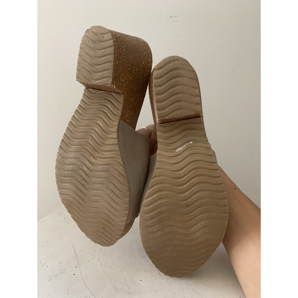 BioNatura WEDGE CORK Sandals 39/8 Beige Leather Suede Upper Made Italy Comfort - Picture 7 of 8